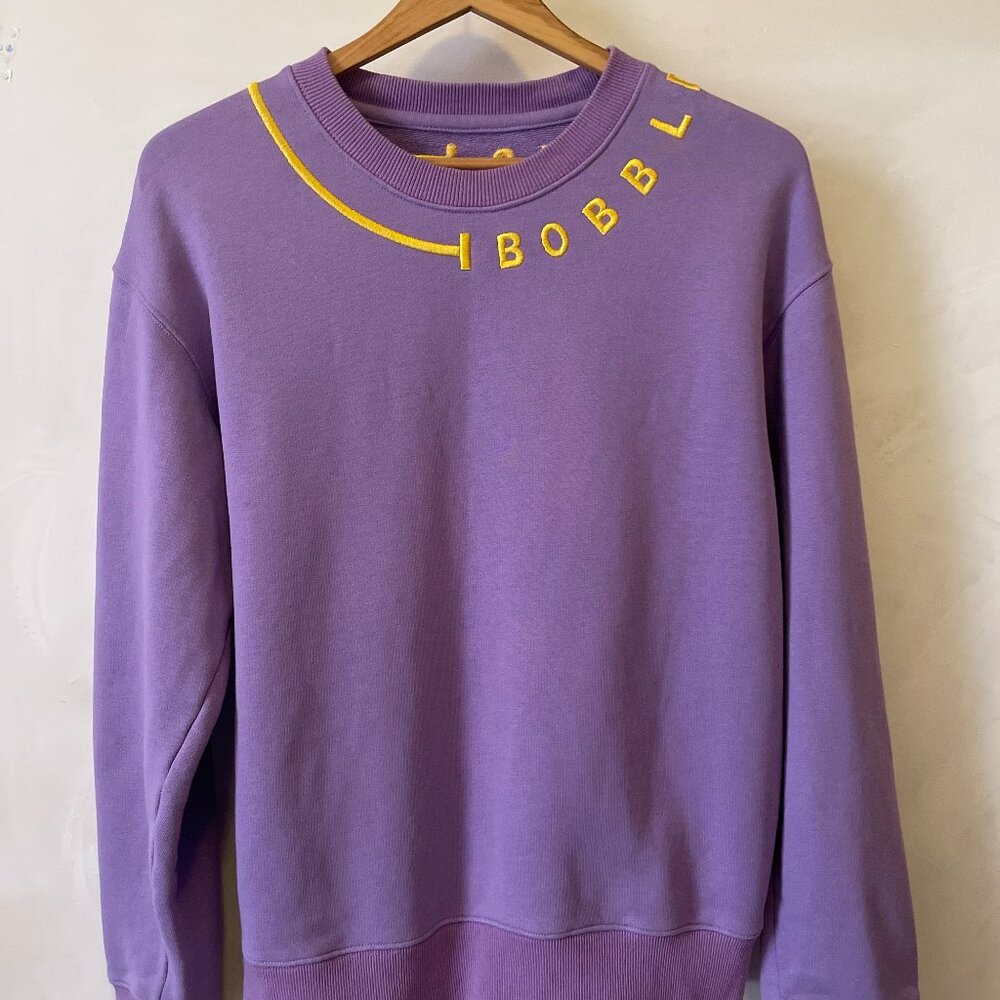 BOBBLEHAUS Unisex Purple Signature Cotton Crew Neck Sweatshirt Size L